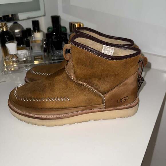 UGG Men\'s Campfire Pull-On Bomber Boot Chestnut Leather Sheepskin main image 8